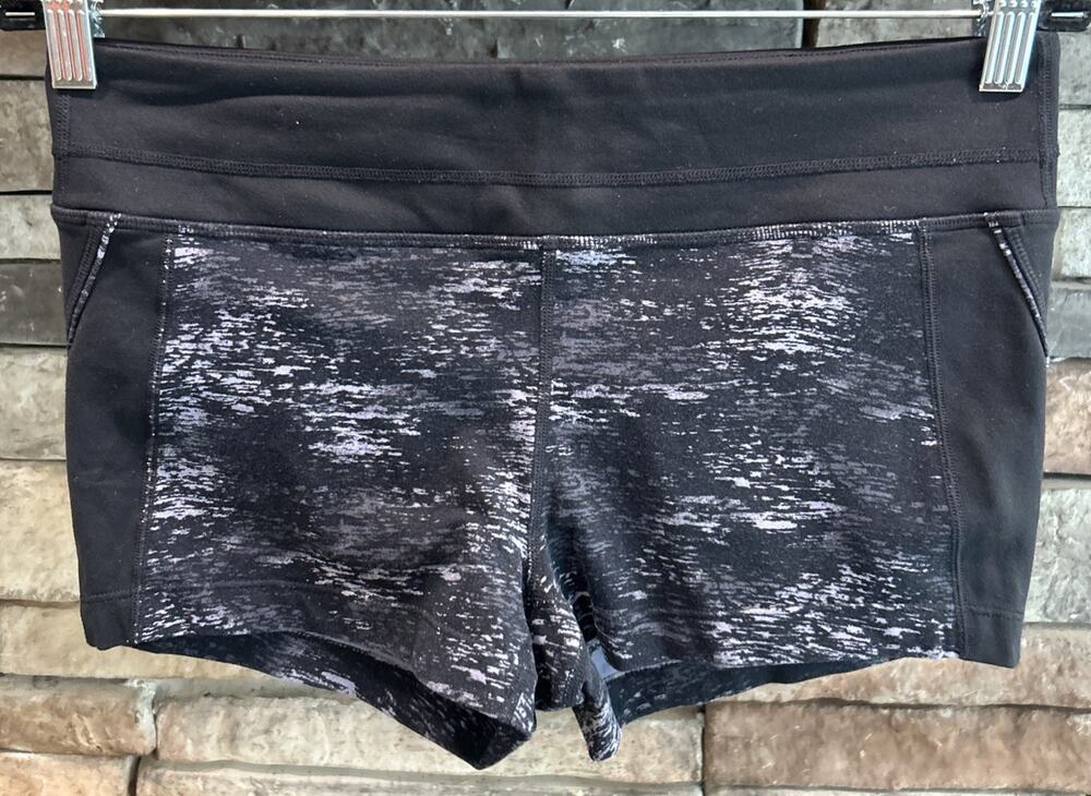 Women’s ATHLETA Black/Gray Elation Compression Biker Shorts Size M *A12